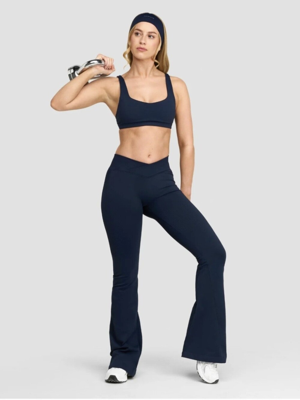 Thrivin Elevate Sculpting V-Waist Flare Leggings Navy Small
